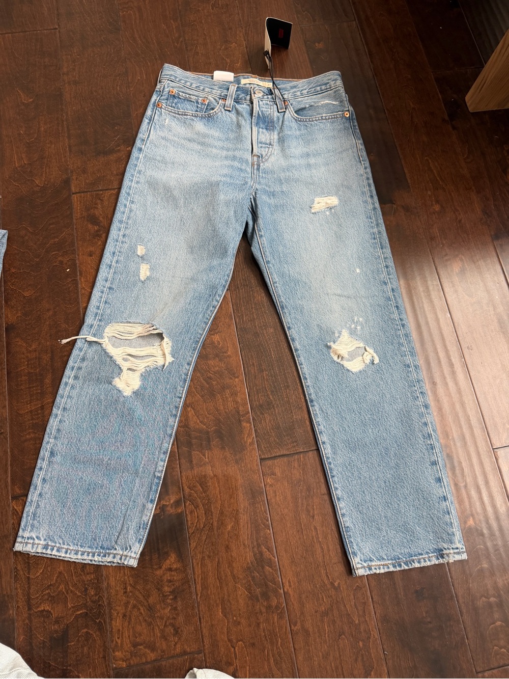 Levi's Light Blue Straight Leg Distressed Jeans